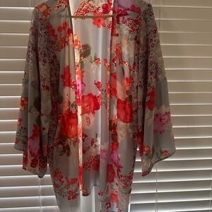 Others Follow Floral Robe - Red and Pink